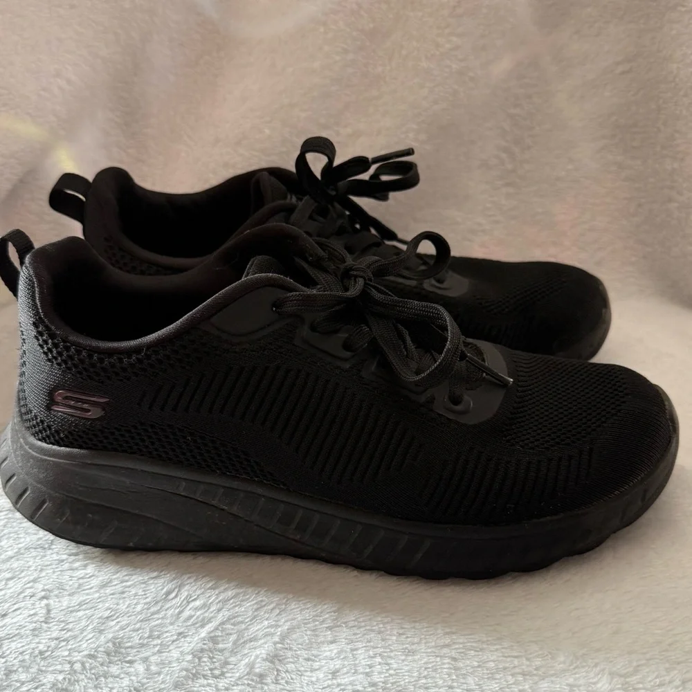 Skechers Bobs Black Athletic‎ Women’s Shoes Size 7.5W Lace Up Whimsigoth Sneaker